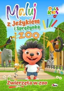Maluj z jeżykiem i sprężynką zwierzęta w zoo